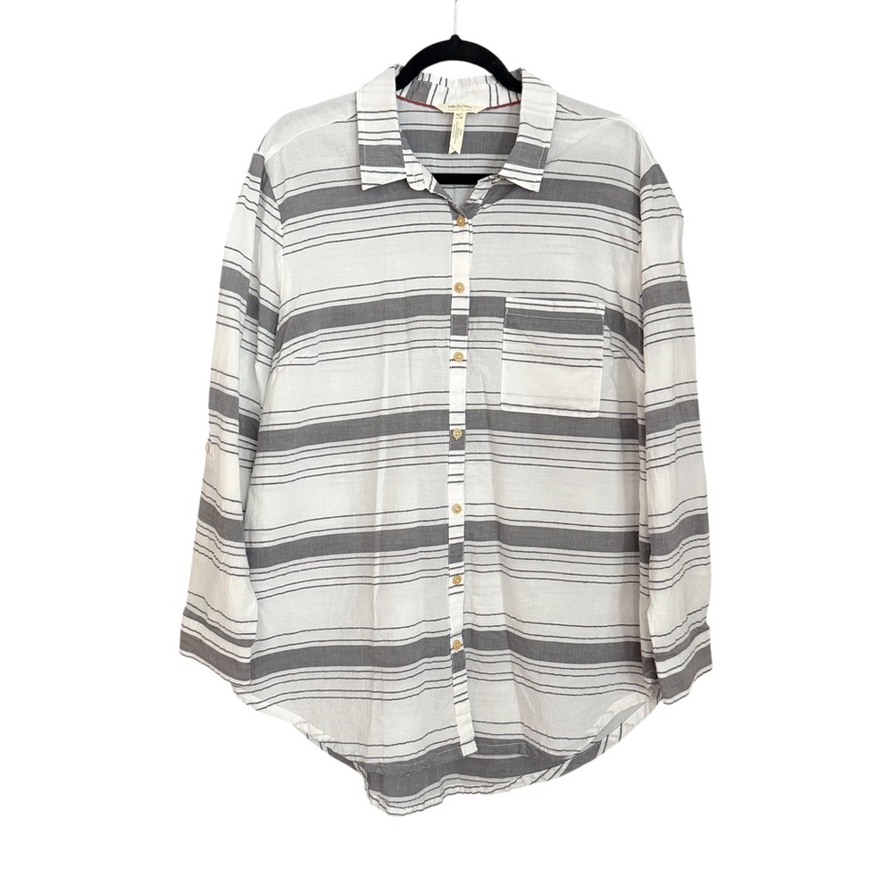 Matilda Jane x Joanna Gaines Striped Cotton Button Down Shirt Women Size L - Picture 3 of 10